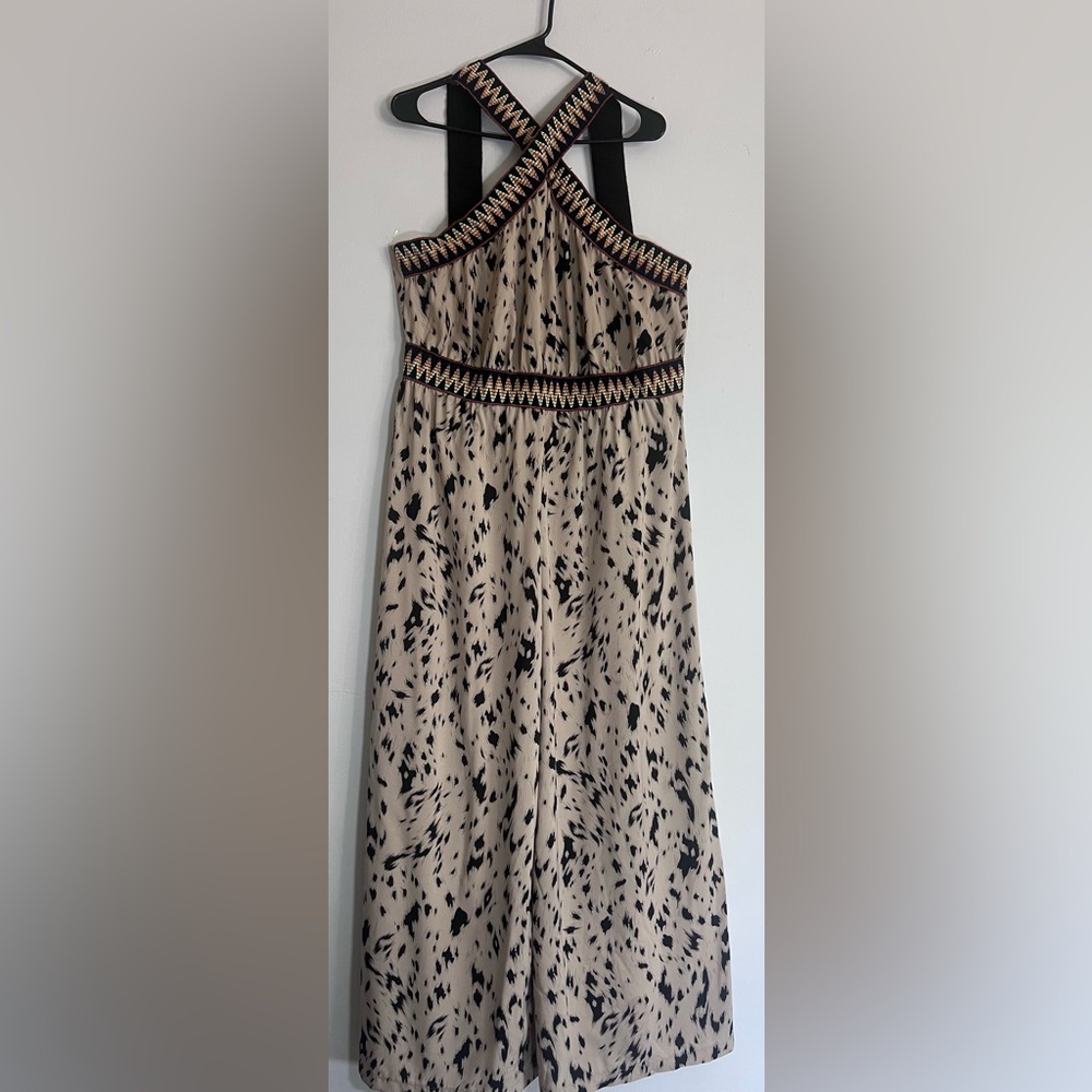 SHEIN Cream Smocked Midi Jumpsuit Casual